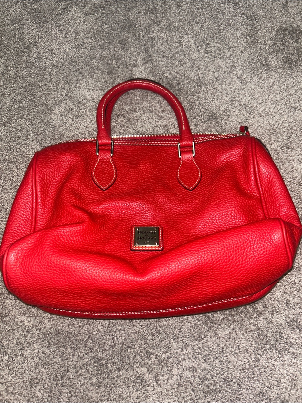 Dooney & Bourke Red Pebbled Leather Speedy with Top Handles